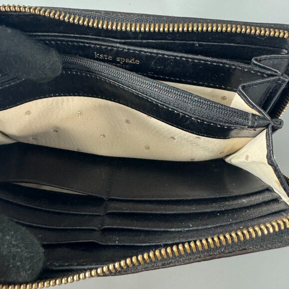 Kate Spade New York Croc-Print Green Patent Leather Zip-Around Long Wallet - Picture 8 of 13